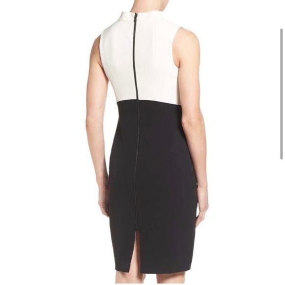 Halogen light Gray and Black Colorblock Mock Neck Sheath Dress Size 4 - Picture 2 of 9